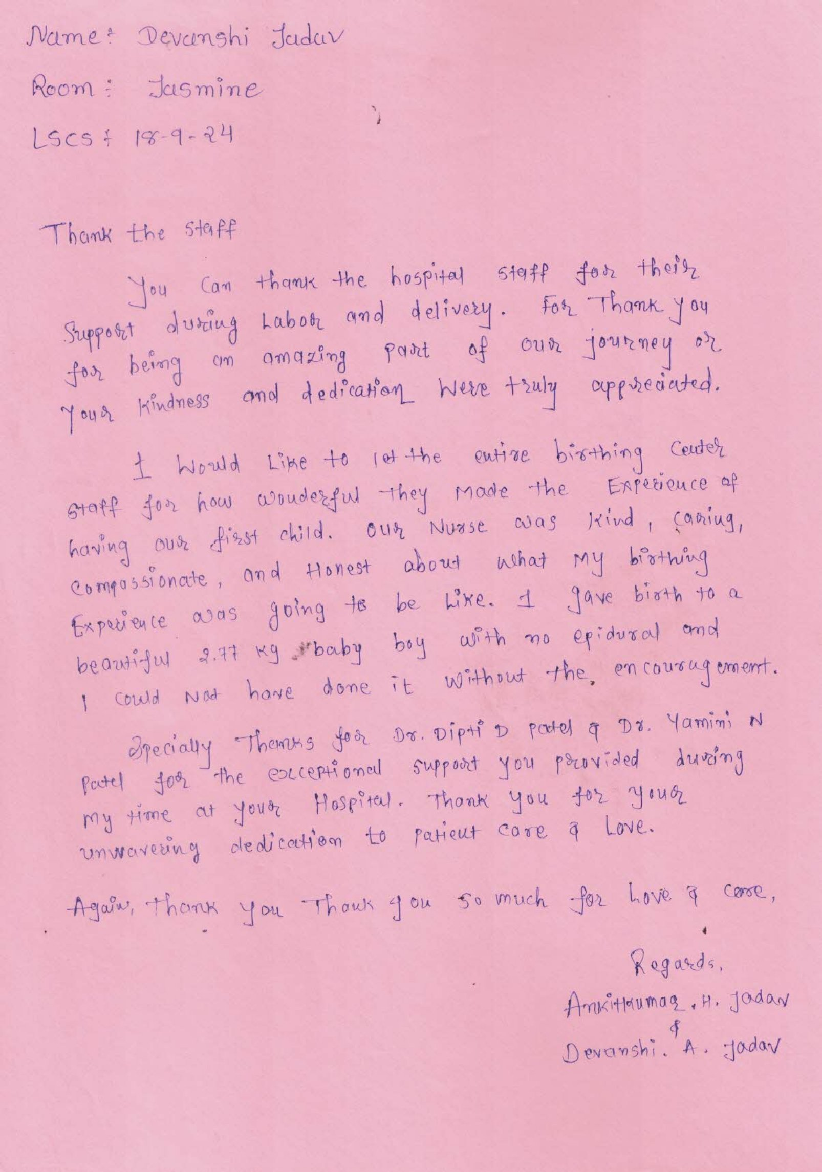 Patient Thank You Letter