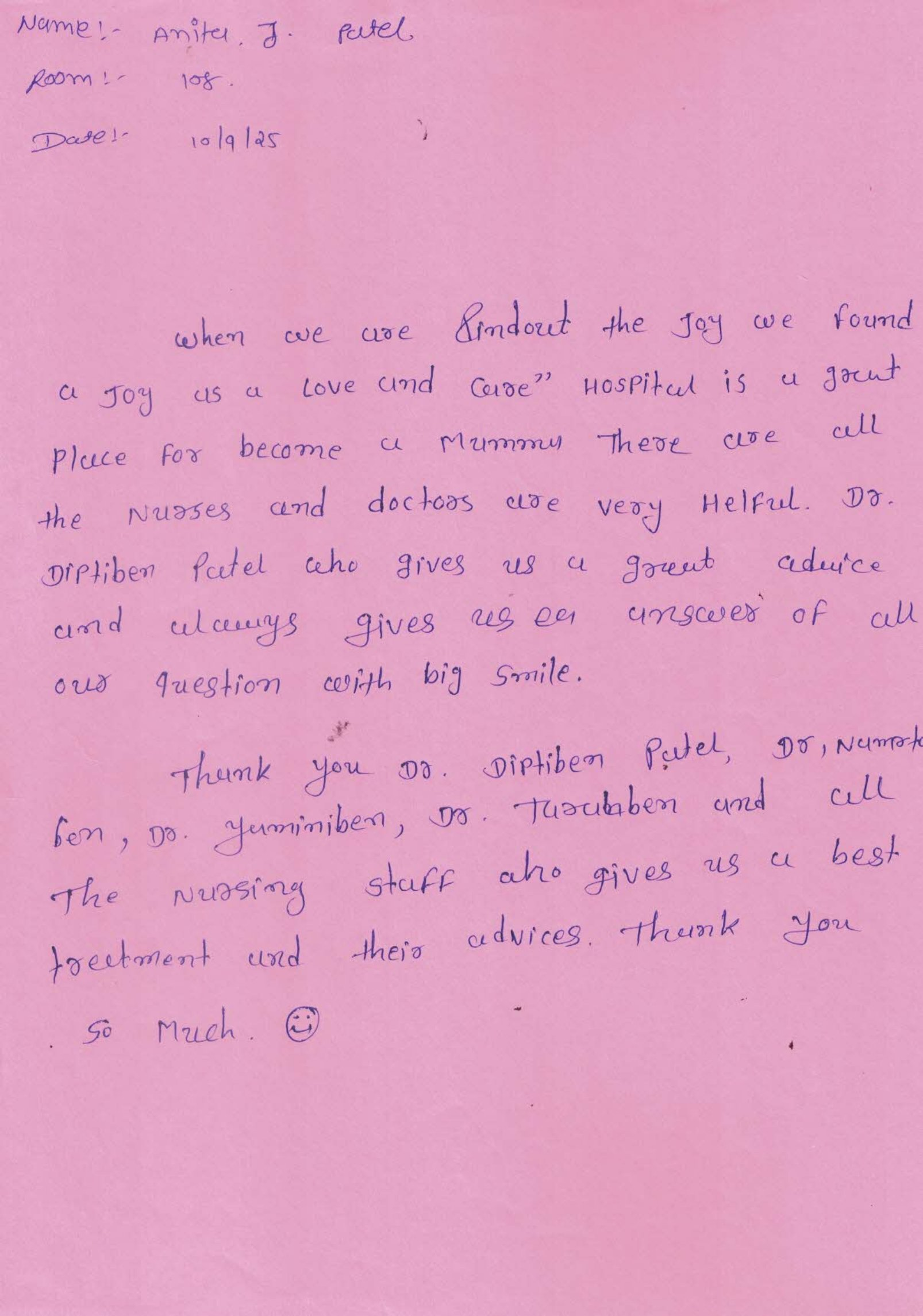 Patient Thank You Letter