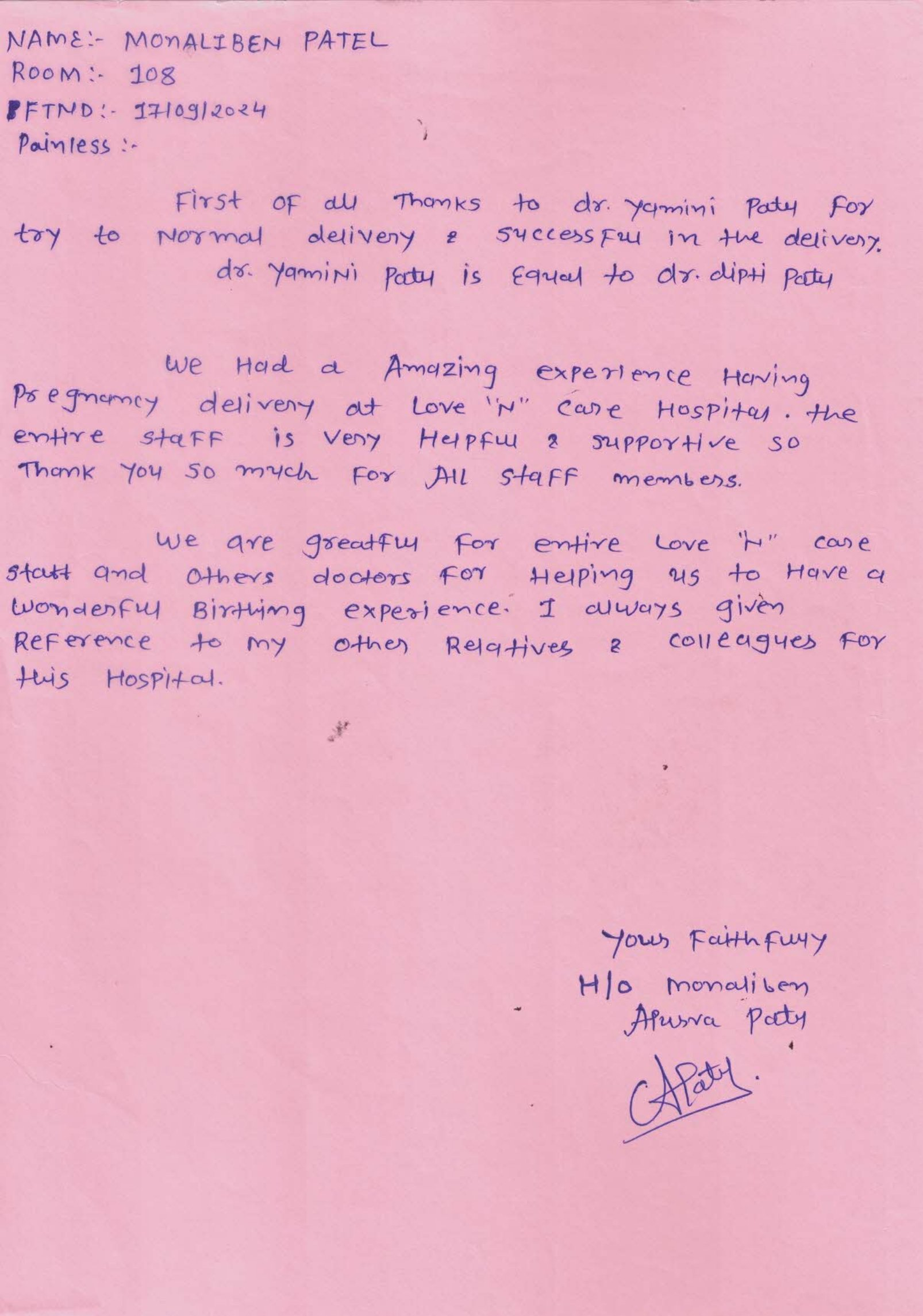 Patient Thank You Letter